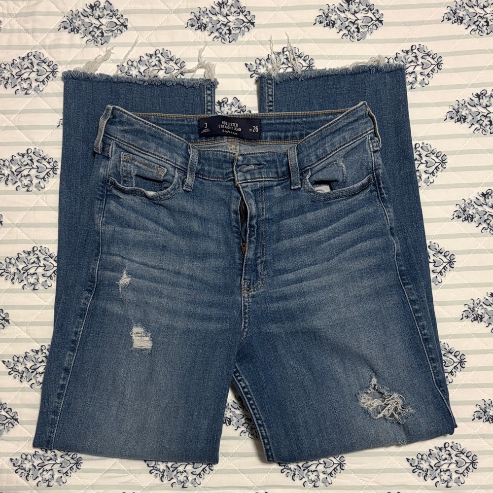 Women's Distressed Blue Denim Hollister Jeans